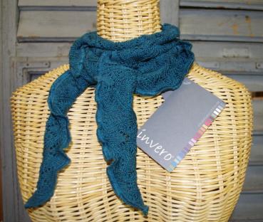 Minischal, Halstuch Daisy Petrol von Invero Merino, reine Merinowolle